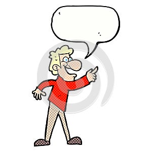 cartoon man pointing and laughing with speech bubble