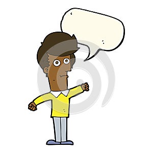 cartoon man punching with speech bubble