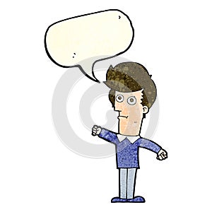 cartoon man punching with speech bubble