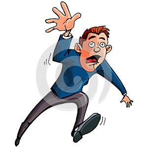 Cartoon man running and reaching forward