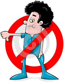 Cartoon man saying no