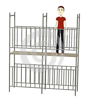 Cartoon man with scaffolding