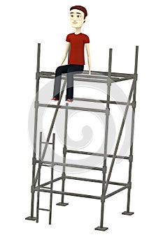 Cartoon man with scaffolding