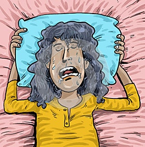 Cartoon of a man sleeping soundly and snoring.