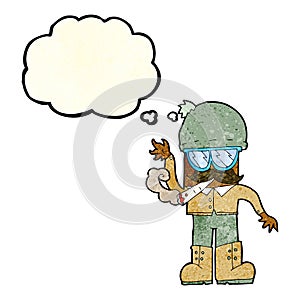 cartoon man smoking pot with thought bubble