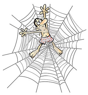 Cartoon Man in Spider web.