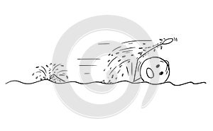 Cartoon of Man Swimming Crawl