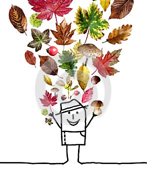 Cartoon Man Throwing Up a Fall Vegetal Set