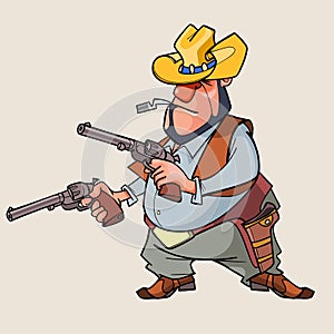 Cartoon man is a thug with guns
