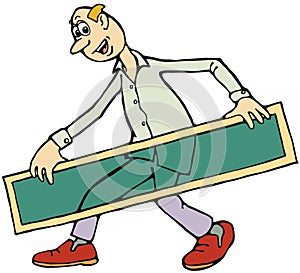 Cartoon Man with transparent sign