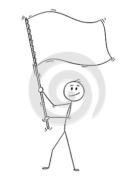 Cartoon of Man Waving White or Empty Flag