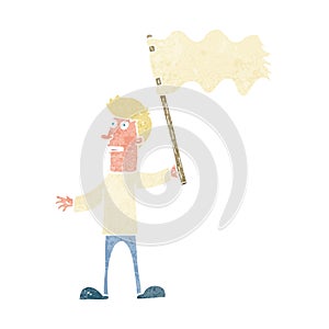 cartoon man waving white flag