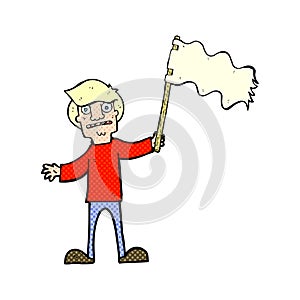 cartoon man waving white flag