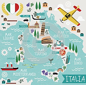 Cartoon Map of Italy photo