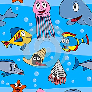 Cartoon Marine Animals Seamless [1]