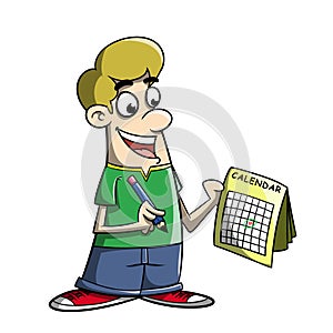 Cartoon marking day on a calendar