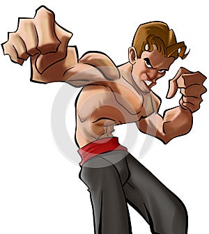 Cartoon martial art fighter