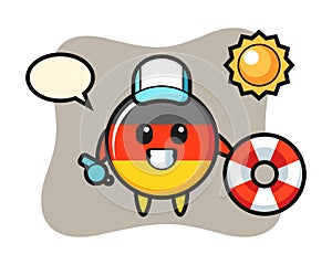 Cartoon mascot of germany flag badge as a beach guard