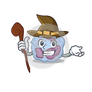 Cartoon mascot style of leukocyte cell dressed as a witch