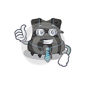 Cartoon mascot style of scuba buoyancy compensator Businessman with glasses and tie