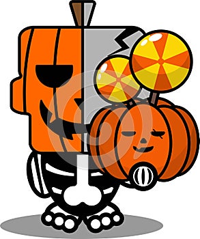 Cartoon mascot voodoo pumpkin doll pumpkin candy