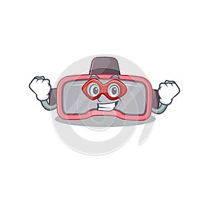 A cartoon mascot of vr glasses in a fantastic Super hero character