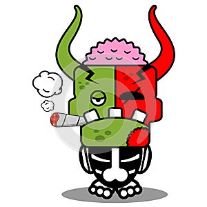 cartoon mascot zombie demon smoking