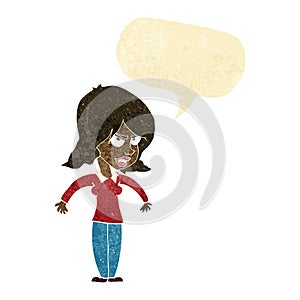 cartoon mean woman with speech bubble