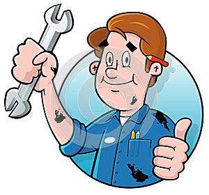 Cartoon mechanic logo photo