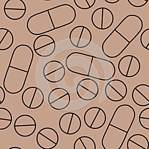 Cartoon medicine seamless pills pattern for wrapping paper and clothes print and fabrics and linens and pharmacy