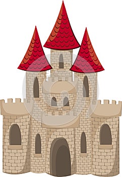 Cartoon medieval castle isolated on white background