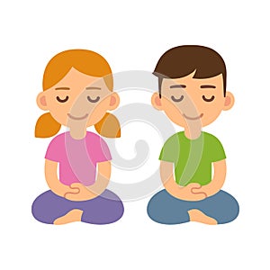 Cartoon meditating children