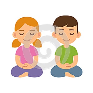 Cartoon meditating children photo
