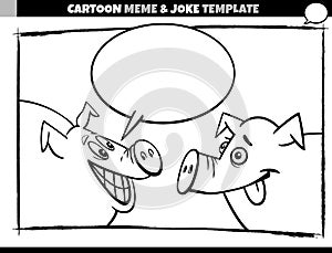 Cartoon meme template with speech bubble and comic pigs