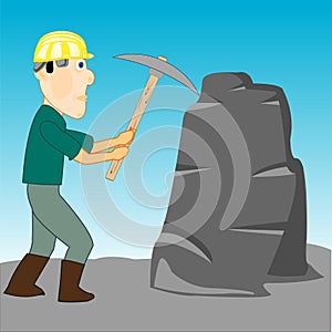 Cartoon men geologist on white background is insulated
