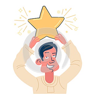 Cartoon men holds an award