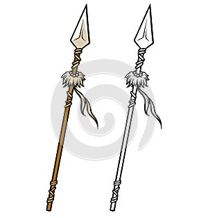 Cartoon metal sharp spear vector icon for coloring