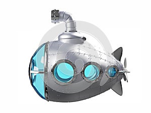 Cartoon metallic submarine side