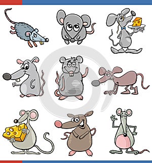 Cartoon mice comic animal characters set