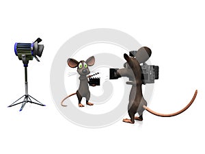 Cartoon mice filming. photo