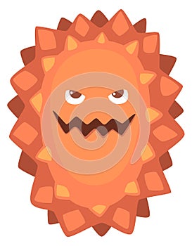 Cartoon microbe. Evil disease monster with grin smile