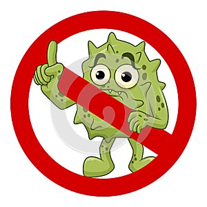 Cartoon microbe in stop sign photo
