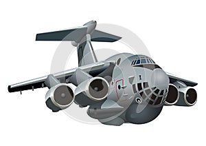 Cartoon Military Cargo plane Il-76 Candid