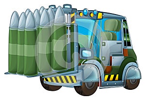 Cartoon military forklift isolated car