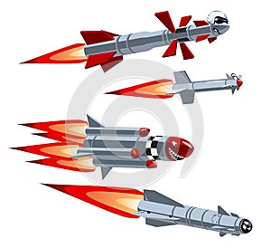 Cartoon military missile set