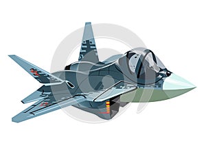 Cartoon Military Stealth Jet Fighter Plane Isolated photo
