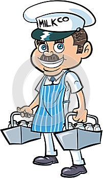 Cartoon Milkman delivering milk