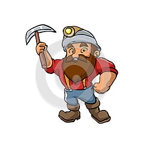 Cartoon Miner with pickaxe photo