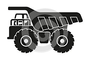 Cartoon mining truck silhouettes. Heavy machinery for construction and mining