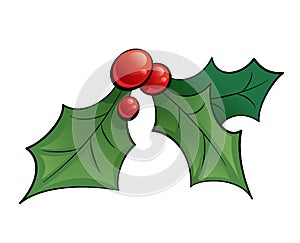 Cartoon mistletoe shinny decorative ornament with black outlines